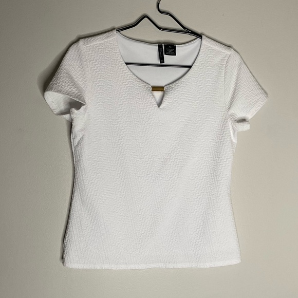 New Directions Textured White Blouse - Picture 1 of 8